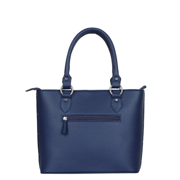 Blue Top-Handle Tote Bag – Vegan Leather Ladies' Satchel Purse or Shoulder Bag - Picture 9 of 11
